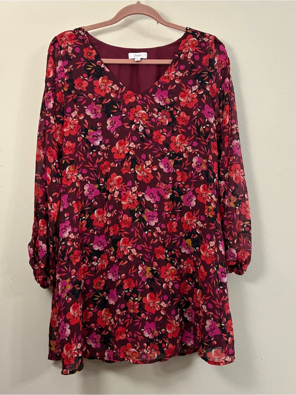 Candie's Dresses | Candie's Juniors Floral Long Sleeve Tunic Dress Girls L Split Sleeve Boho Mini | Color: Pink/Red | Size: L | Aboyd6212's Closet Candie's Dresses | Candie's Juniors Floral Long Sleeve Tunic Dress Girls L Split Sleeve Boho Mini | Color: Pink/Red | Size: L | Aboyd6212's Closet